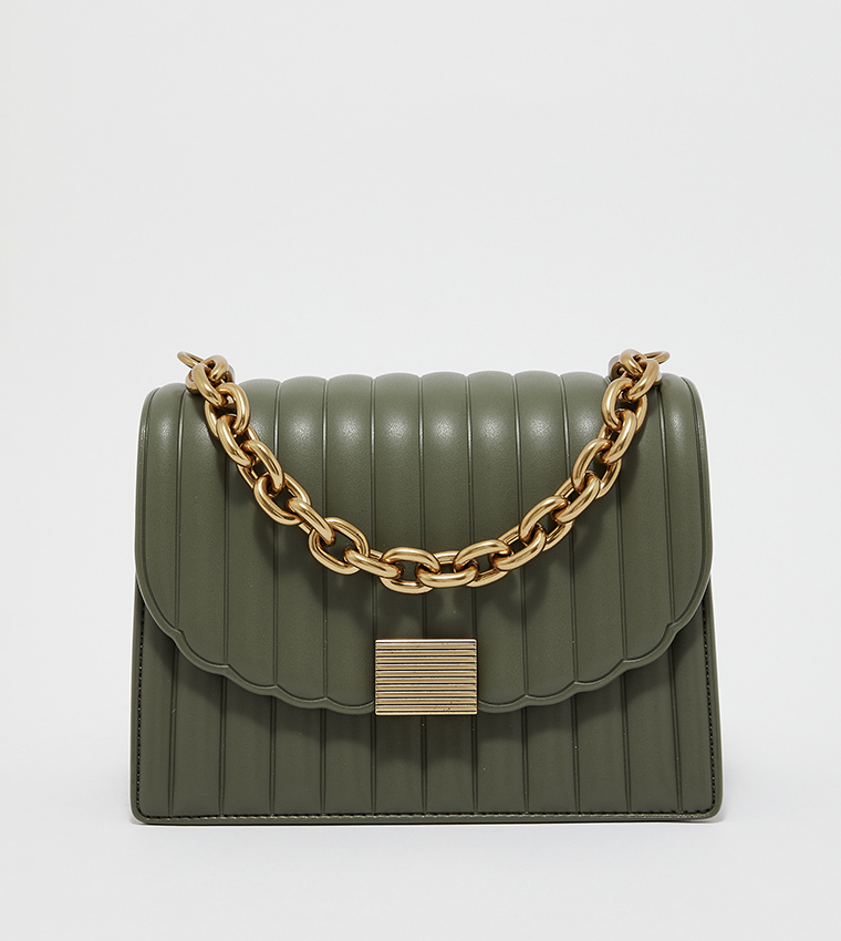 Charles Keith olive color chain bag
